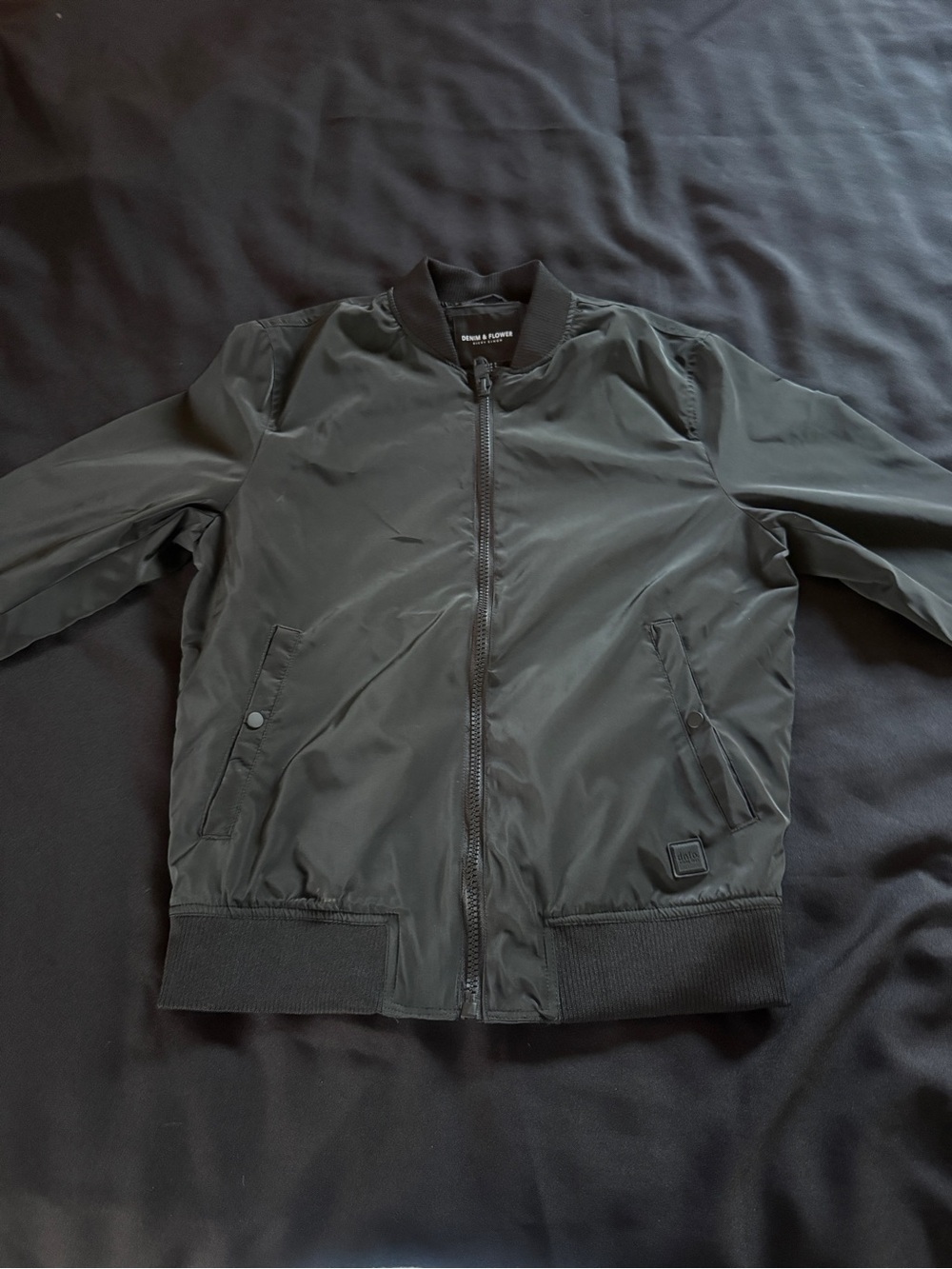 Men's Black Denim & Flower Jacket